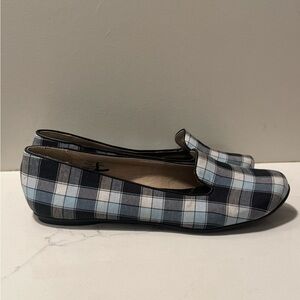 L.L. Bean Blue and Black Plaid Sleek Loafers